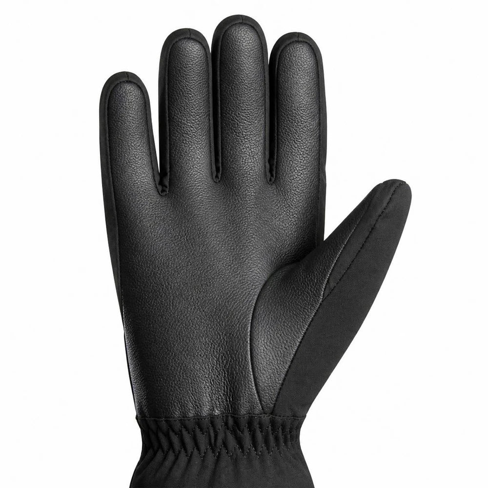 Close-up of the black leather palm on the 3M Thinsulate ski gloves.