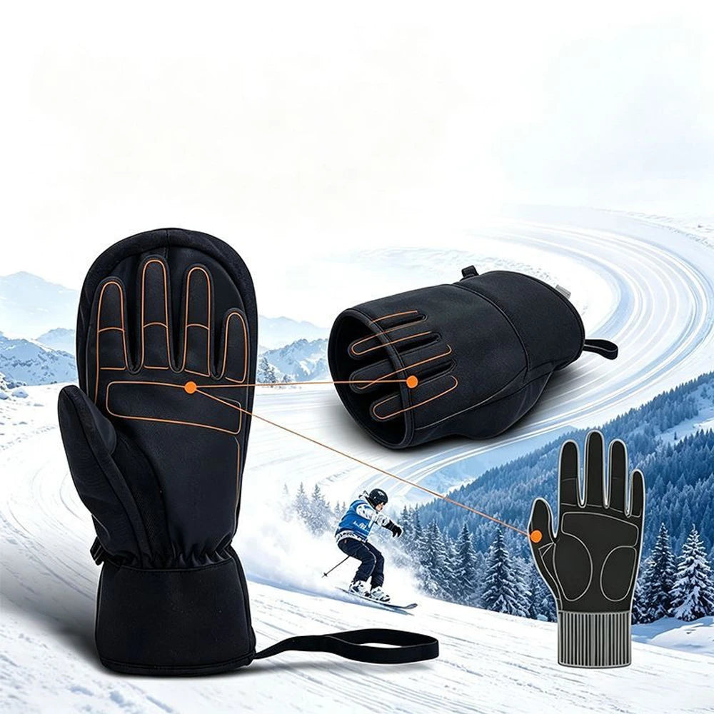 Internal five-finger design diagram inside waterproof ski mittens.